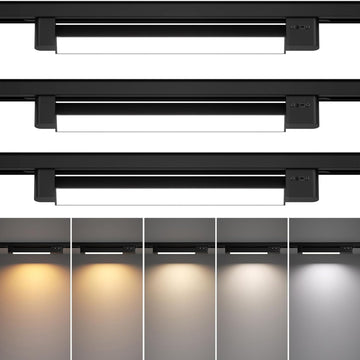 5 Color Linear H Track Lighting Heads Dimmable, Black 25W 3 Pack