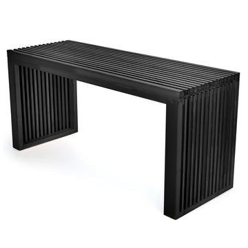 Bamboo Dining Bench 35" Indoor Wooden Shoe Benches Black