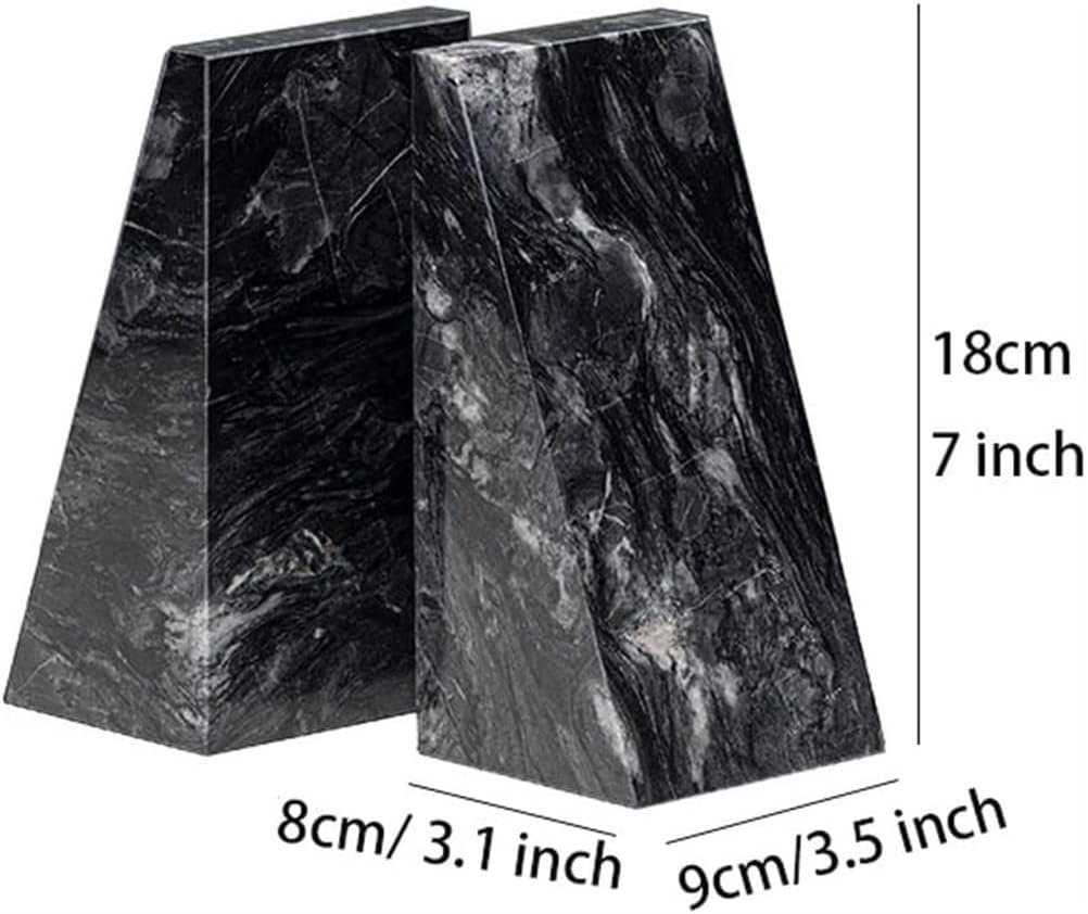 Bookends Decorative Book Support Marble Bookends For Shelves, Non-Skid Book Ends, Heavy Duty Marble Book Holders
