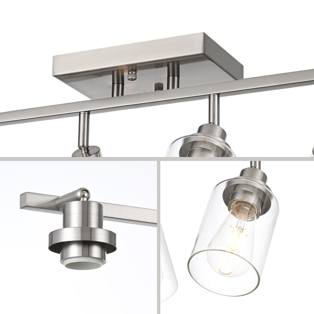 4 Light Track Lighting Fixtures Ceiling Kitchen Track Lighting Kit Brushed Nickel Bathroom Tracking Vanity Lights