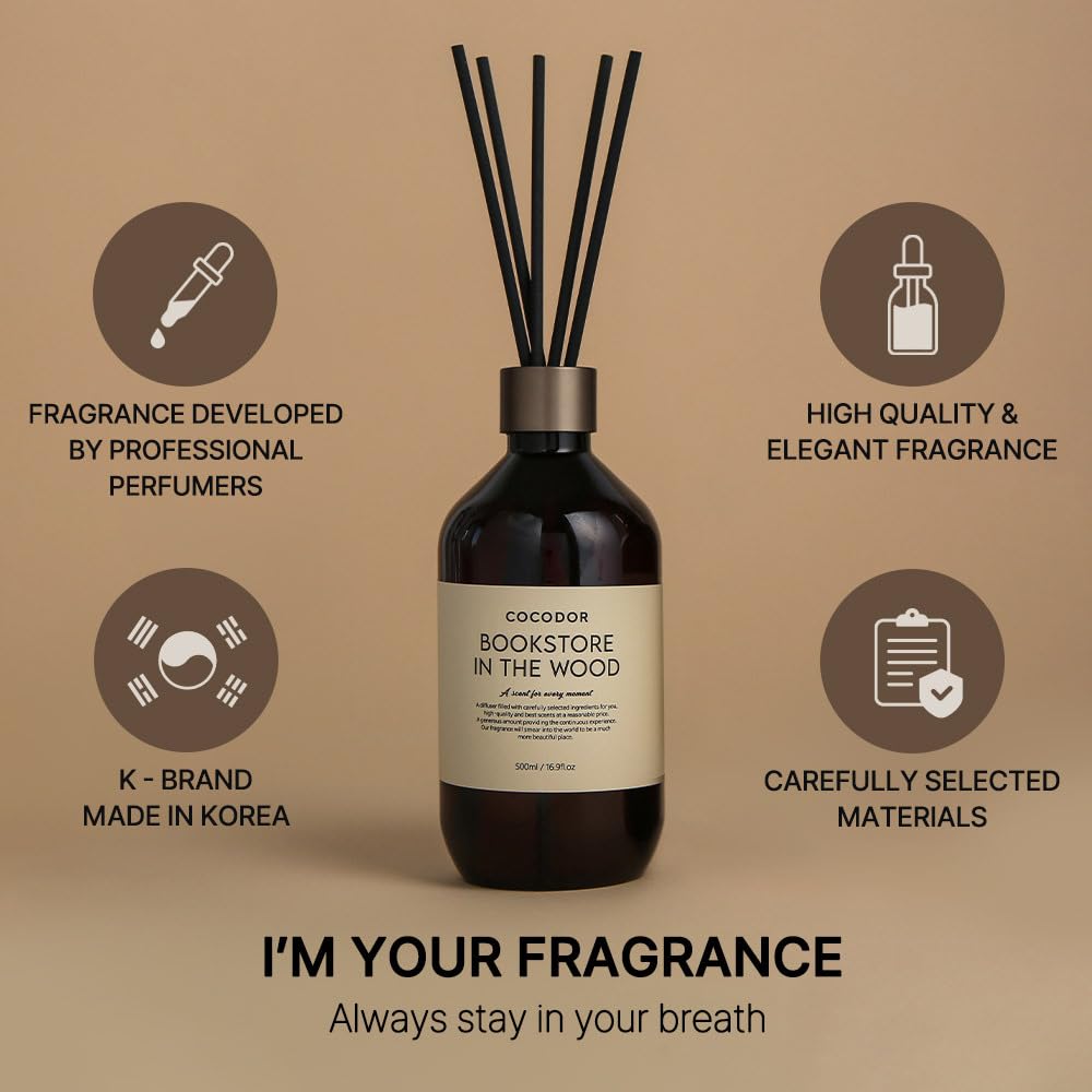 Premium Reed Diffuser/Cashmere Vanilla /16.9oz /1 Pack/Large Capacity Fragrance Scent Oil Stick Diffuser Set Bathroom