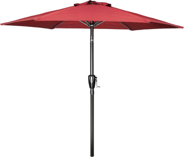 7.5ft Patio Umbrella Outdoor Table Market Yard Umbrella with Push Button Tilt/Crank, 6 Sturdy Ribs Pool, Red