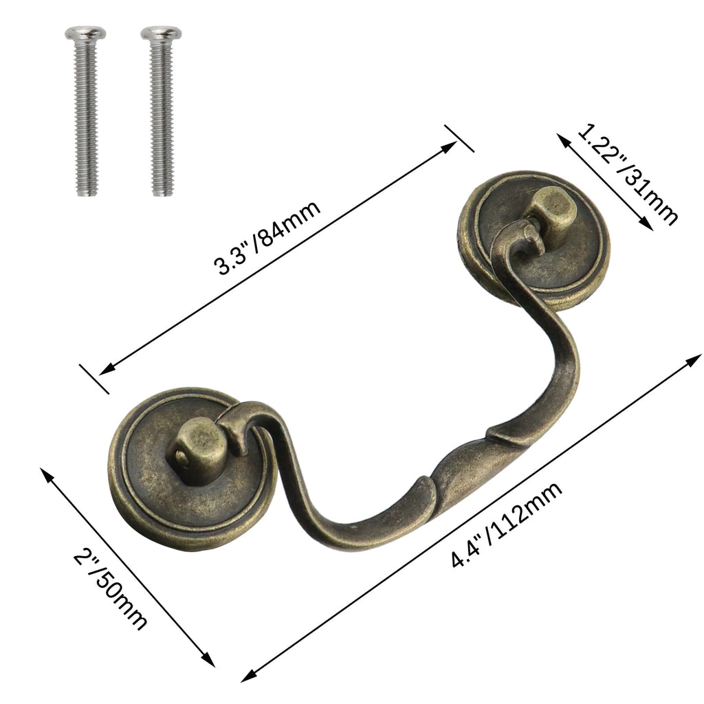 6 Pcs Antique Bail Handle Drop Pulls Vintage Bronze Drop Bail Pulls