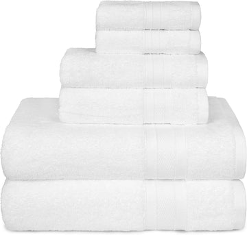 Soft & Plush Luxury Towel Set, 100% Cotton, 2 Bath Towels 2 Hand Towels 2 Washcloths Highly Absorbent Towels , 6