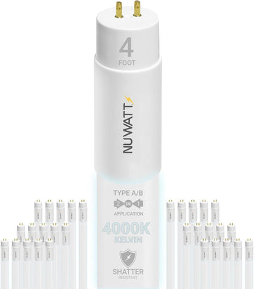 30 Pack T8 LED Bulbs 4 Foot Dimmable, 4000K, Single/Dual Ended, UL