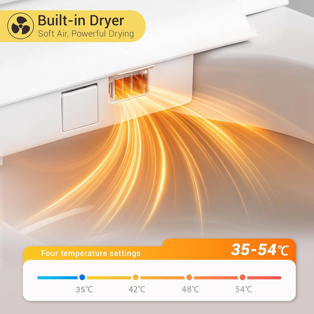 Silver Strip Artistic Smart Toilet,Powerful Flush,Auto Open/Close,Comfort Height,Instant Warm