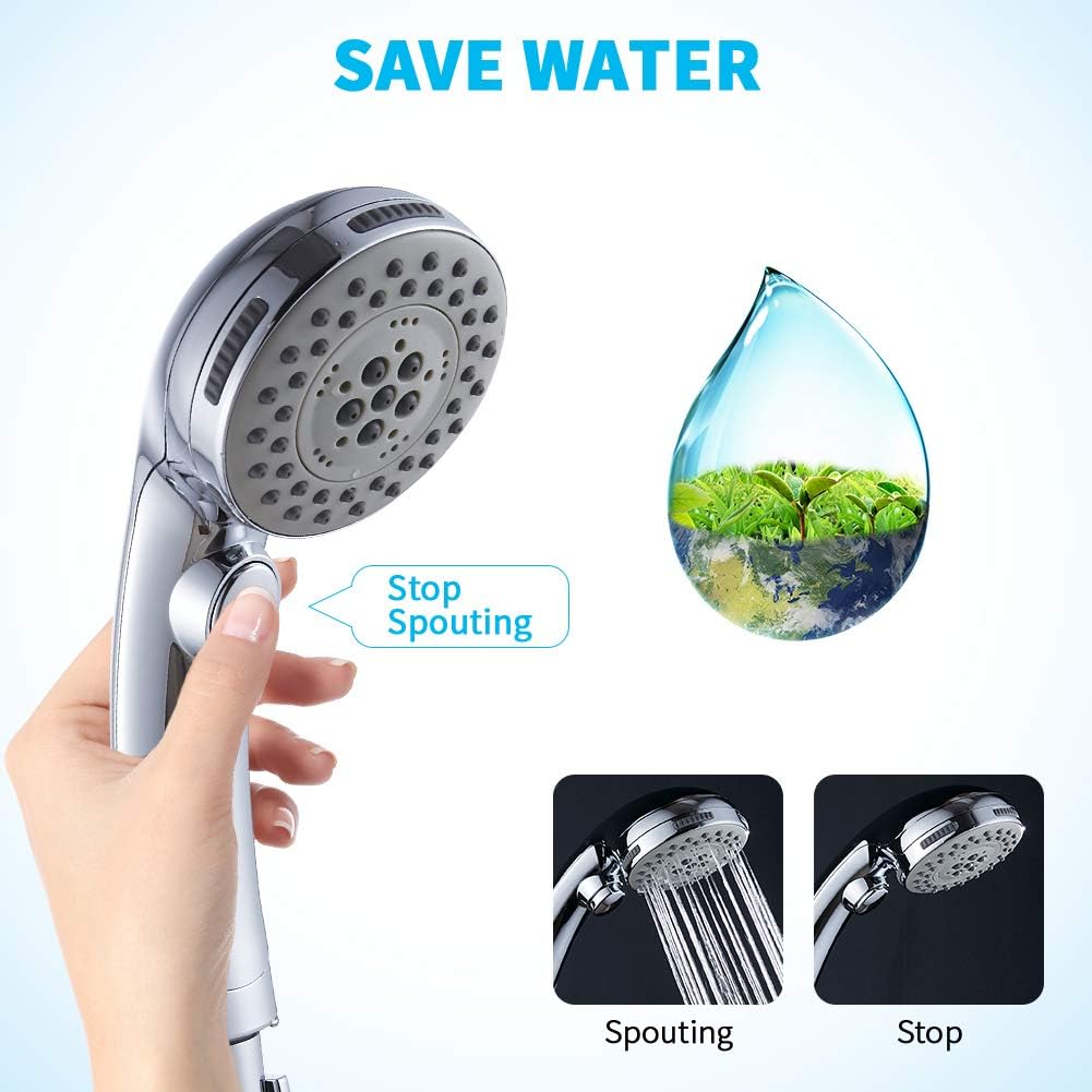 High Pressure Shower Head with Handheld Spray 6 Settings Hand Held Shower Head with On Off Switch and Spa Spray Mode