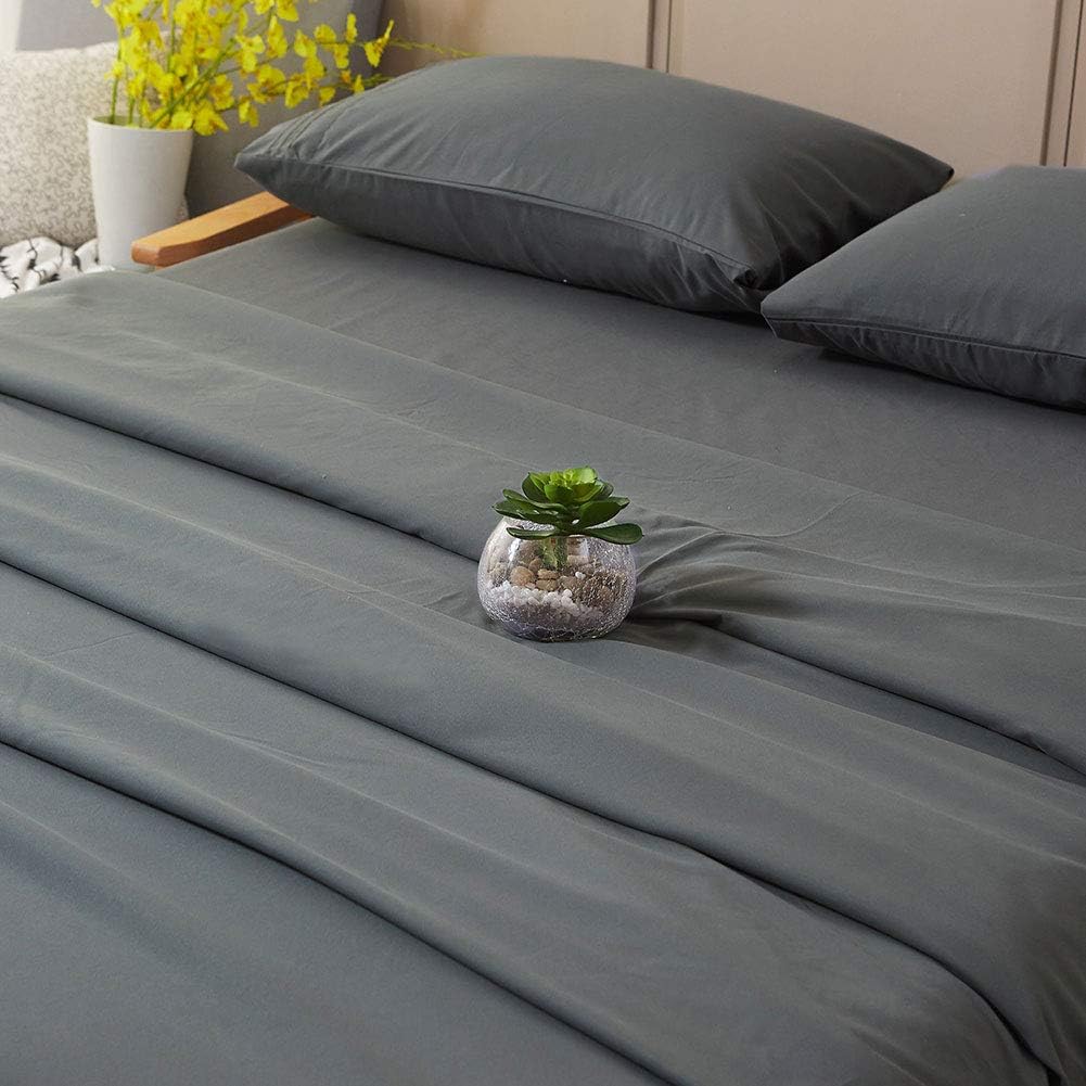 Bed Sheet Set Super Soft Microfiber 1800 Series Luxury Egyptian Sheets 16-Inch Deep Pocket Wrinkle and Hypoallergenic-4 Piece (Dark Grey)