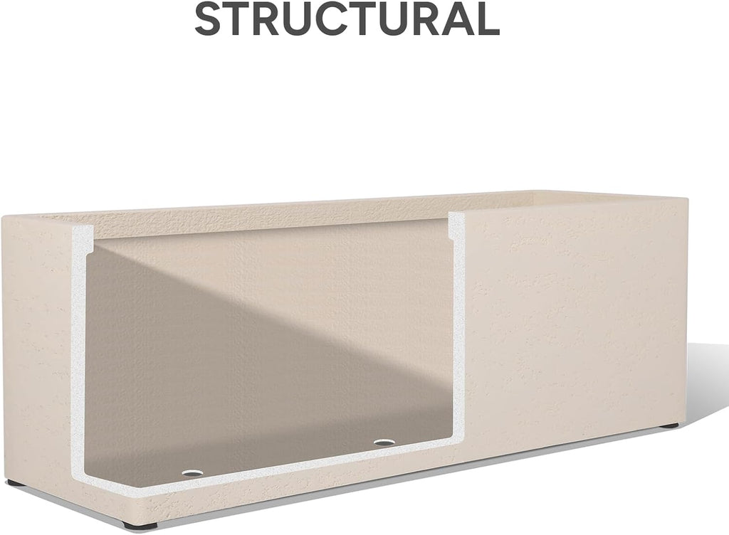 42 Inch Rectangular Concrete Planter(42Lx14Wx15H,58 Pounds),Durable All-Weather Use with Drainage Holes,Large