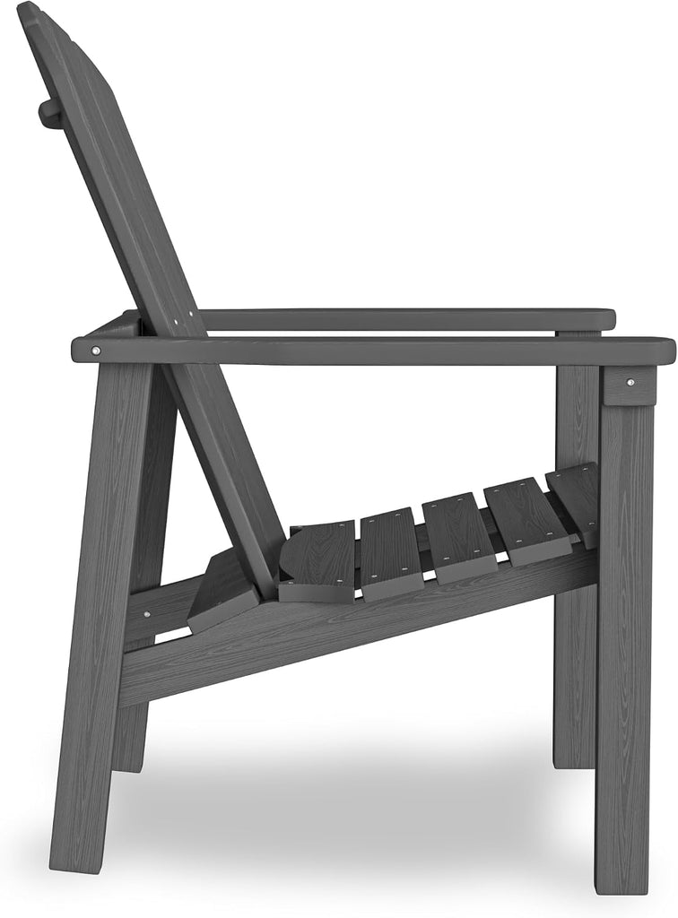Stackable Adirondack Chairs,Compact All Weather HDPE,Grey | 26.3" Wide HDPE,380lb,All-Weather