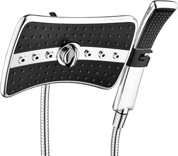 High Pressure Dual Shower Head Combo, Handheld Showerhead Rainfall Shower Head Combo with Black Face