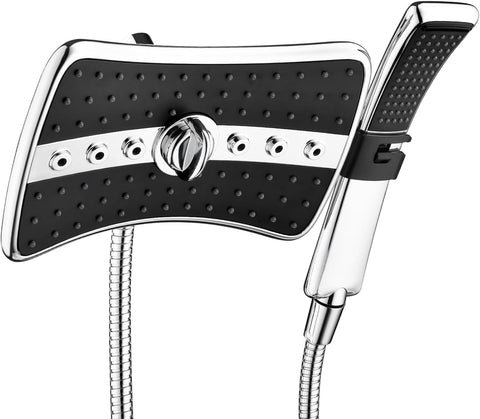 High Pressure Dual Shower Head Combo, Handheld Showerhead Rainfall Shower Head Combo with Black Face