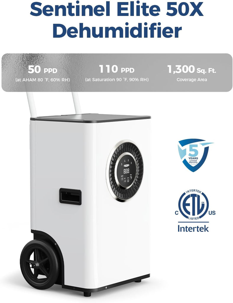 110 PPD Commercial Dehumidifier with Pump & Drain Hose, LGR Tech Dehumidifiers for Large Room, Basement, Warehouse