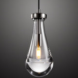 Raindrop Pendant Lights Kitchen Island Teardrop Nickel Hanging Light Fixtures Clear Solid Glass Pendant Light Modern Chandeliers for Dining Room Porch Corridor Living Room (1-Pack) A121-B0DL49KSTZ
