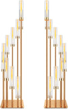 2 Pack 10 Arms Wedding Candelabras Centerpiece,50 Inches Tall Floor Standing Candle Holders with Clear Acrylic Shades