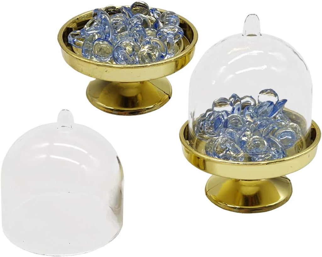 Mini Cupcake Stand, Tiny Cake Dome with Clear Plastic For Chocolate, Cheese, Coconut Macaroons, Rum Balls - Set of 12