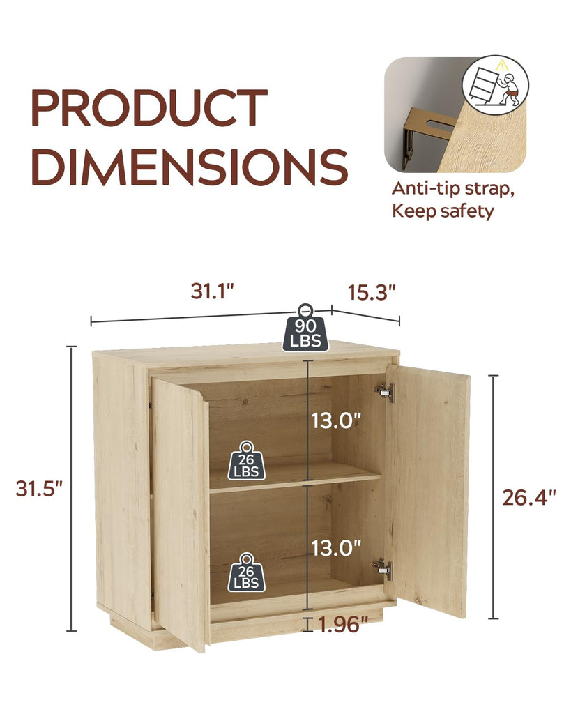 3pcs Sideboard Cabinet Buffet Cabinet with Storage with Adjustable Shelves and Handle-Free Design Suitable