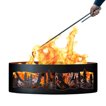 PD Metals Soaring Eagle Unpainted 12 in. Tall 30 in. Diameter Outdoor Fire Ring with Fire Poker - 30 x