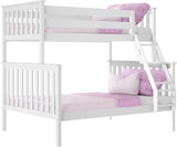 Bunk Bed Twin Over Full with Ladder, Solid Wood Platform Bed Frame with Ladder for Kids, 14" Safety Guardrails