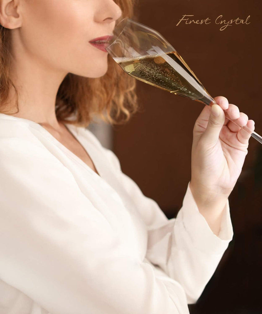 Champagne Flutes Glasses Set of 4, Hand Blown Crystal Wedding Flutes Glass, Ideal for Weddings, Anniversaries