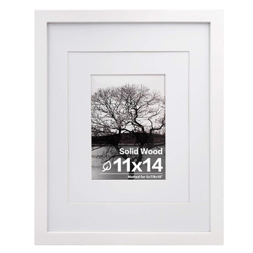 11x14 Picture Frame White - Photo Frame Made of Solid Wood Covered by Plexiglass for Table Top Display Pictures
