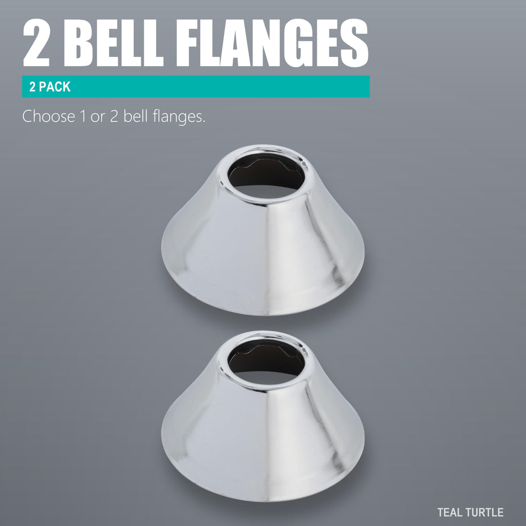 1/2 Inch IPS Chrome Plated Bell Flange, 2 Pack