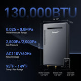 Propane Gas Tankless Water Heater, Outdoor Max 5.3 GPM, 130, 000 BTU Instant Hot Water Heater