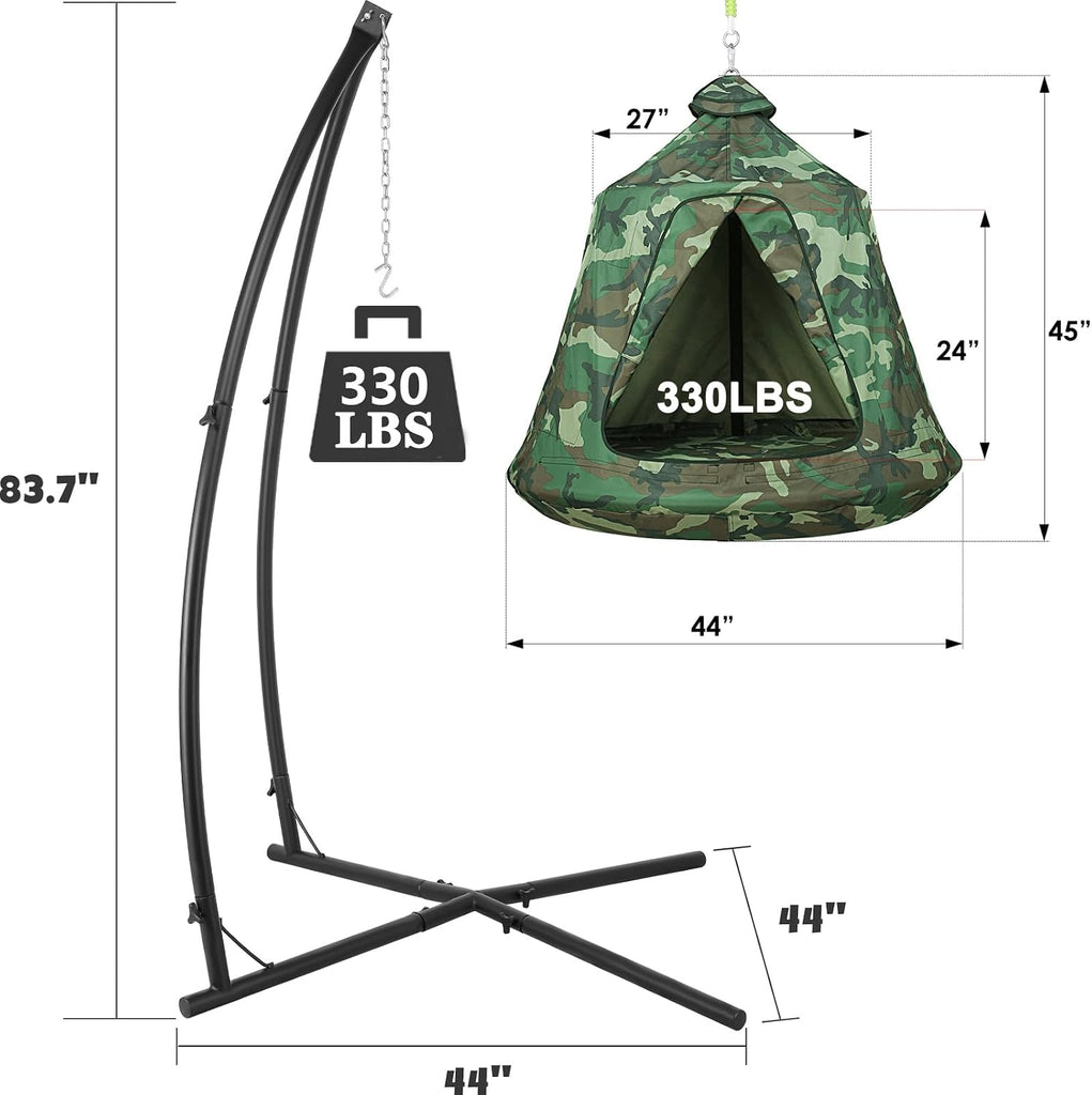 X-Shaped Hanging Tree Tent W/Swing Chair,Hammock Chair W/Stand | Canopy w/Steel Frame,Indoor Outdoor Egg Basket Patio