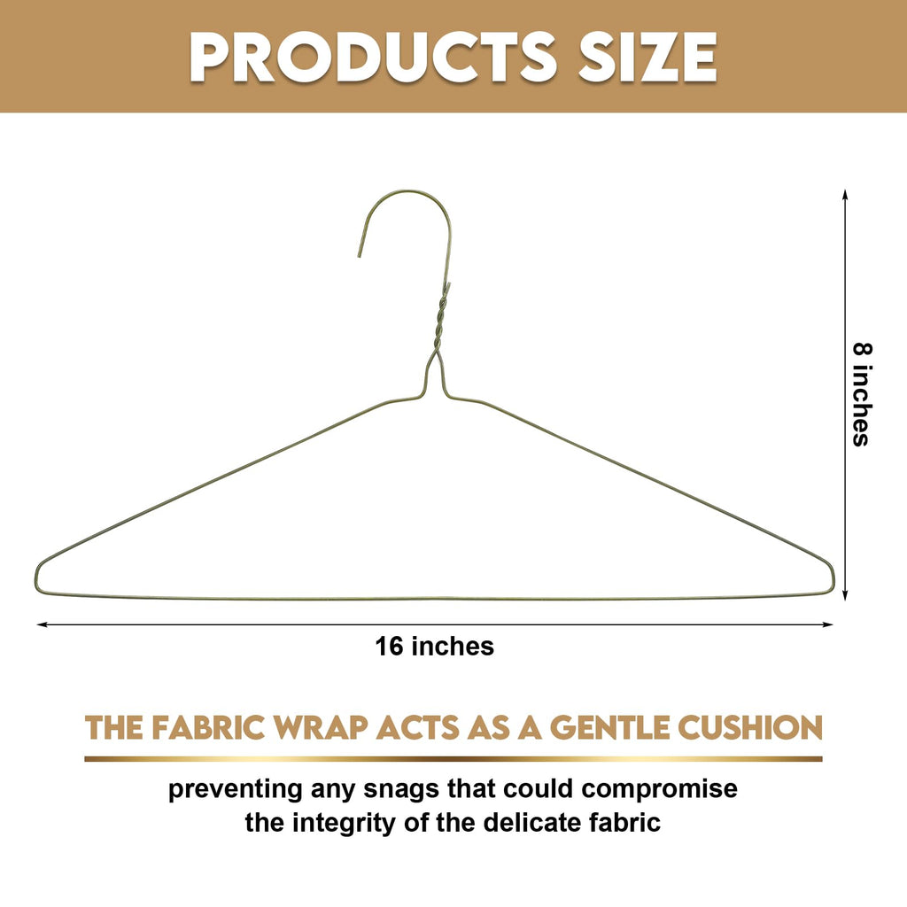 Wire Hangers 16" Dry Cleaner Metal Bulk, 120 Pcs, Gold, Classic
