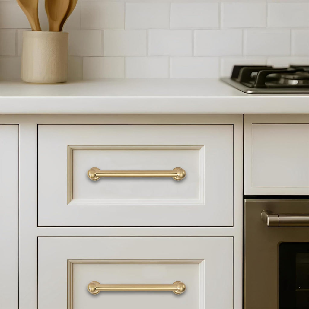 2 Pack 12 inch(305mm) Hole Center Brushed Brass Cabinet Pulls Solid Heavy-Duty Warm Brass Kitchen Cabinet Hardware