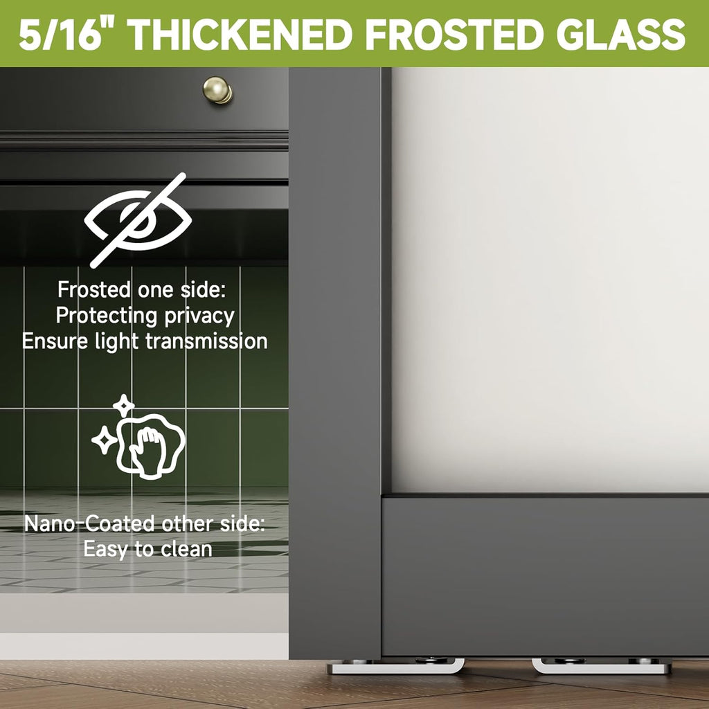 40" x 87" Concealed Sliding Glass Barn Door with Soft Close Hardware Kit, 5/16" Frosted Tempered Gla