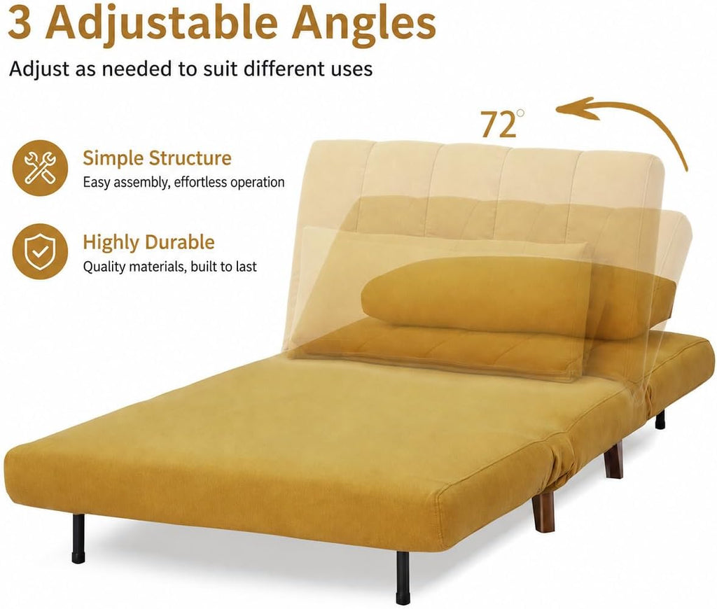 Artdeco Home Generous 40.6" W Sleeper Chair Bed,3in1 Twin Convertible Chair Bed Futon Sofa with Adjustable Backrest