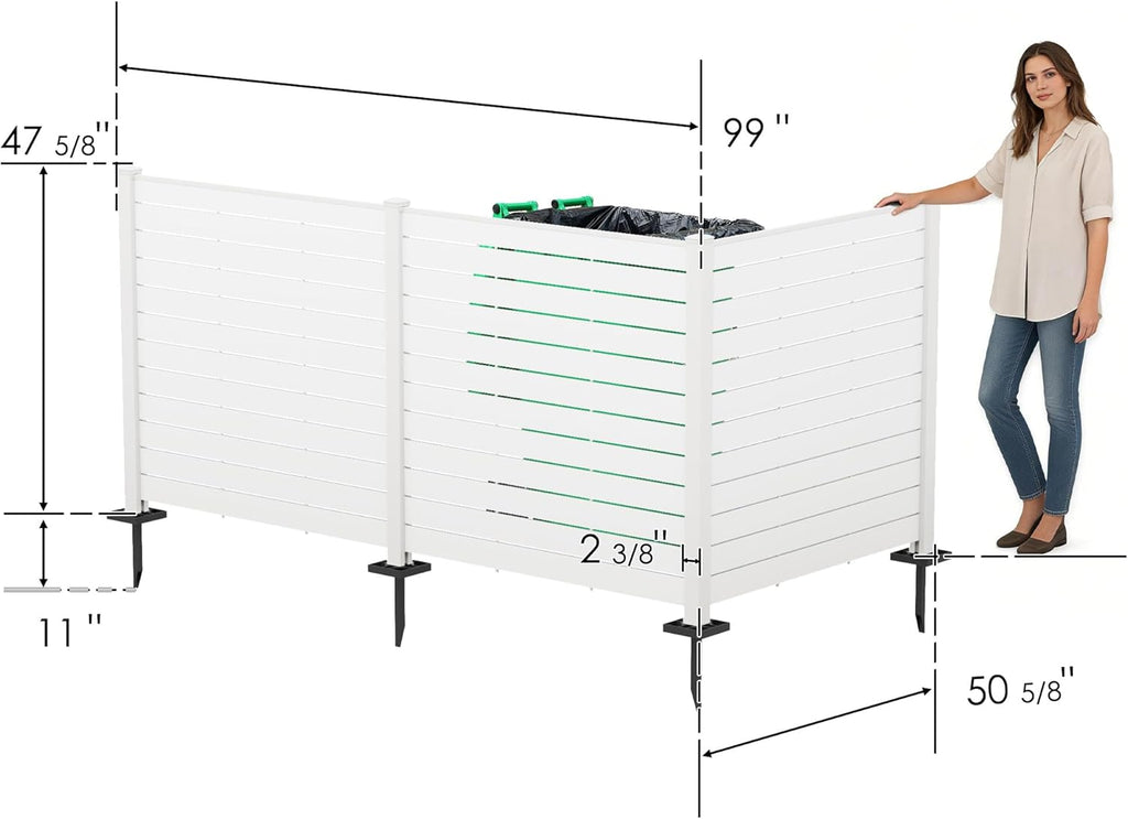 50" W x 48" H Outdoor Privacy Screen with Aluminum Posts, Air Conditioner Fence Panels, Pool Equipment Enclosure