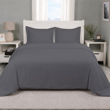Linen Duvet Cover Queen Size - 100% Egyptian Cotton 600 Series Dark Grey Duvet Cover Queen (3 PC), Soft, Cooling