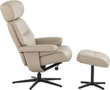 Modern Reclining Swivel Lounge Chair and Ottoman — Faux Leather