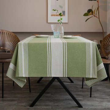 Burlap Cotton Linen Table Clothes Farmhouse Tablecloth Striped Picnic Table Cover Heavy Fabric Table Top Coffee