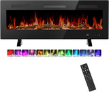 Electric Fireplace 50 Inch, Recessed Wall Mounted and Free Standing Fireplace Heater with Remote Control