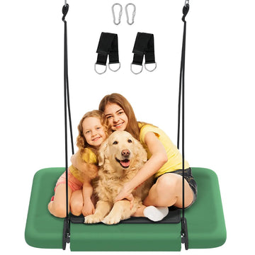 40" Retangular Tree Swing for Kids & Adults, Adjustable Platform Swing with Hanging Straps, 700lbs Capacity
