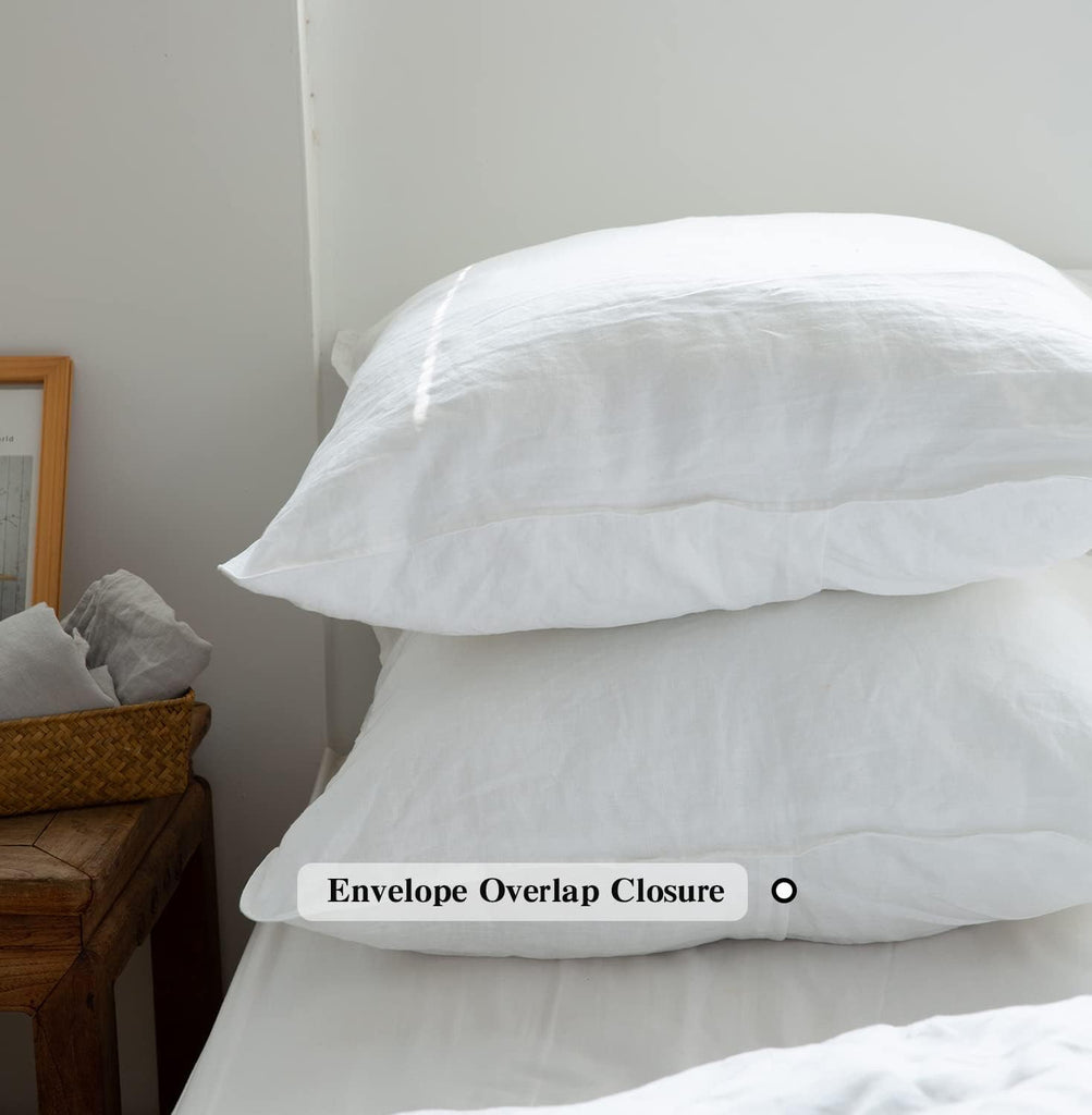 100% Washed Linen Euro Shams 26'' x 26'' Pack of 2, Basic Style Solid Color Natural Flax Farmhouse Decorative Square