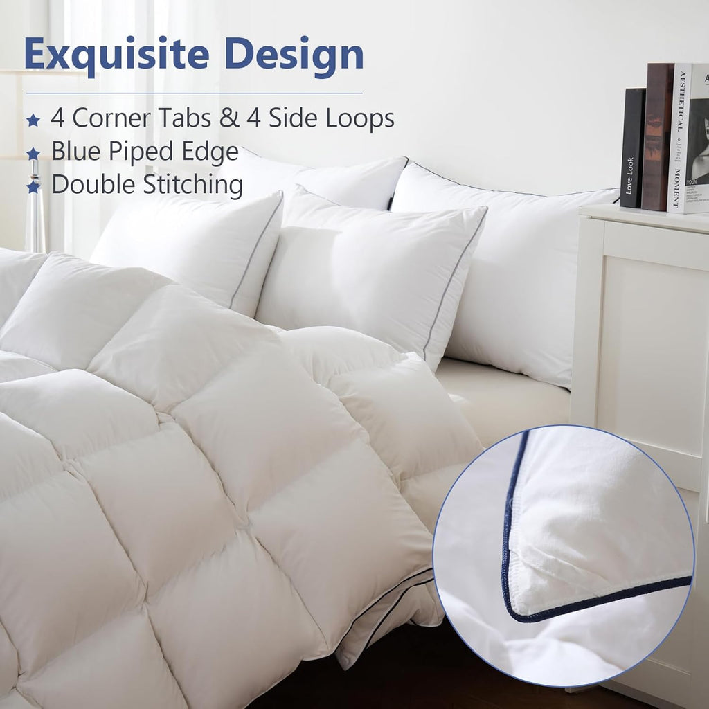 Feather Down Fiber Comforter Full, 100% Cotton Ultra Soft Fluffy Duvet Insert Full