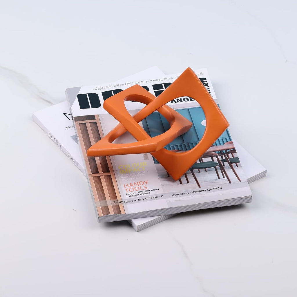 Geometric Cube Orange Knot Decorations, Geometric Sculptures, Modern Home Decorations Decor Accents, Dining Tables