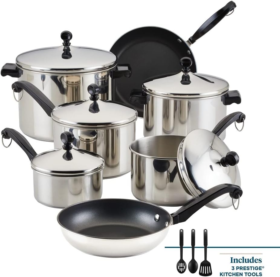 Classic Series Nonstick Stainless Steel Cookware Set, Pots and Pans Set, 15-Piece