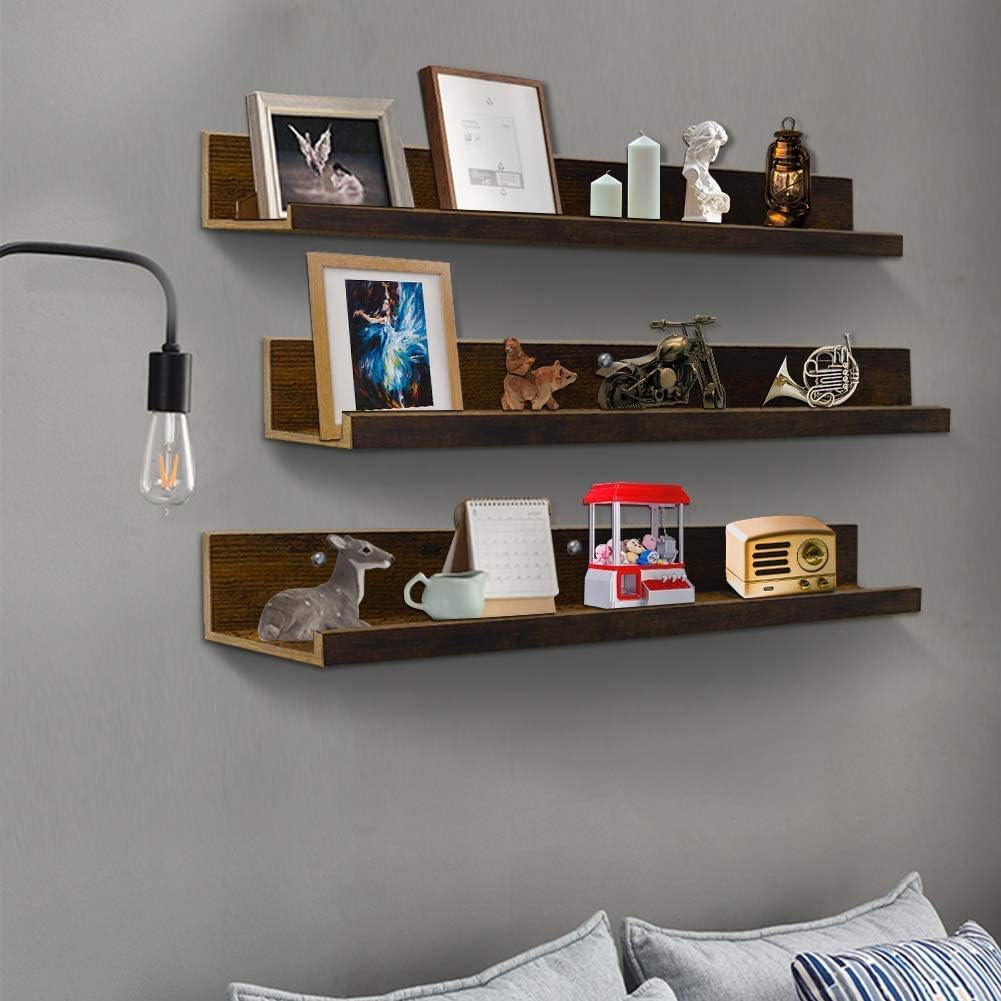36 Inch Large Floating Shelves for Wall Set of 3, Rustic Picture Ledge Wall Shelf Kitchen Bathroom Living Room