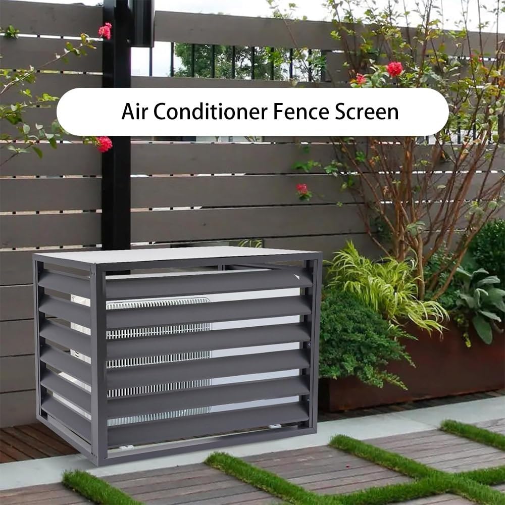 Aluminum AC Privacy Fence Panel - Air Conditioner Cover, Outdoor Pool Equipment Enclosure, White Screen (100x50x70cm