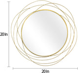 Wall Mirror Mounted Round Decorative Mirrors Circle Vanity, Living Room or Bedroom (Gold1)