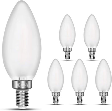 Dimmable LED Candelabra Bulb Warm White, 2700k 40W Equivalent E12 Base LED Candle Bulbs, C35 Frosted Glass Torpedo