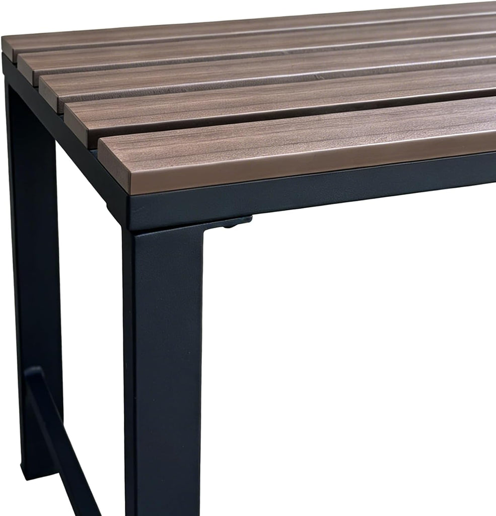 Outdoor Backless Bench Weatherproof Patio Bench with Slatted Seat, All-Weather Garden Bench for Porch, Patio, Lawn