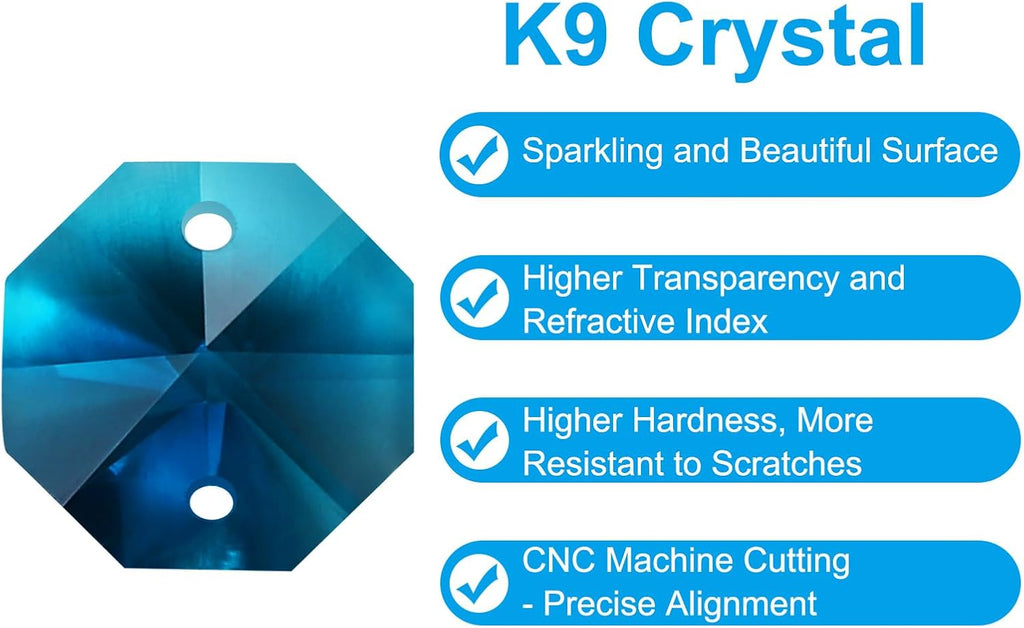 K9 Crystal Octagon Beads 2 Holes Pendants