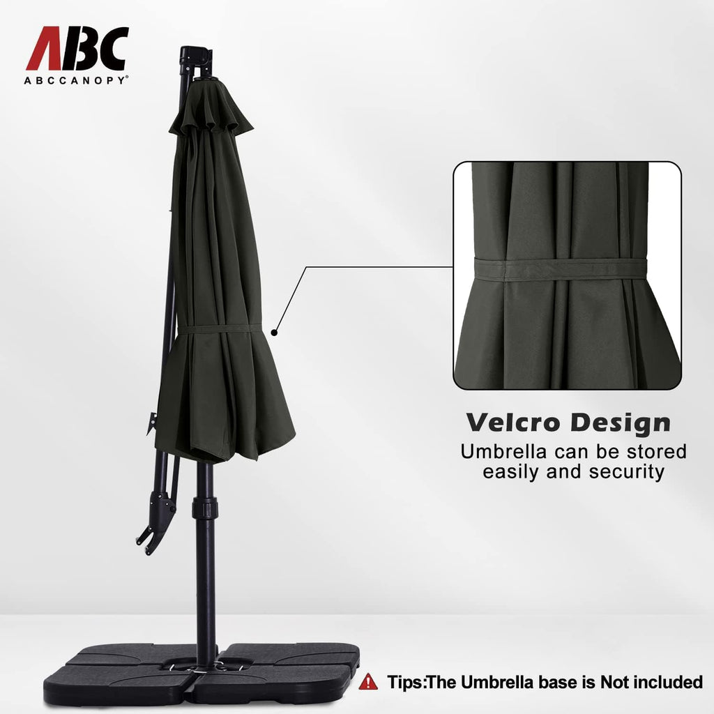 10FT Cantilever Patio Umbrella with Base Stand, Offset Hanging Outdoor Umbrella
