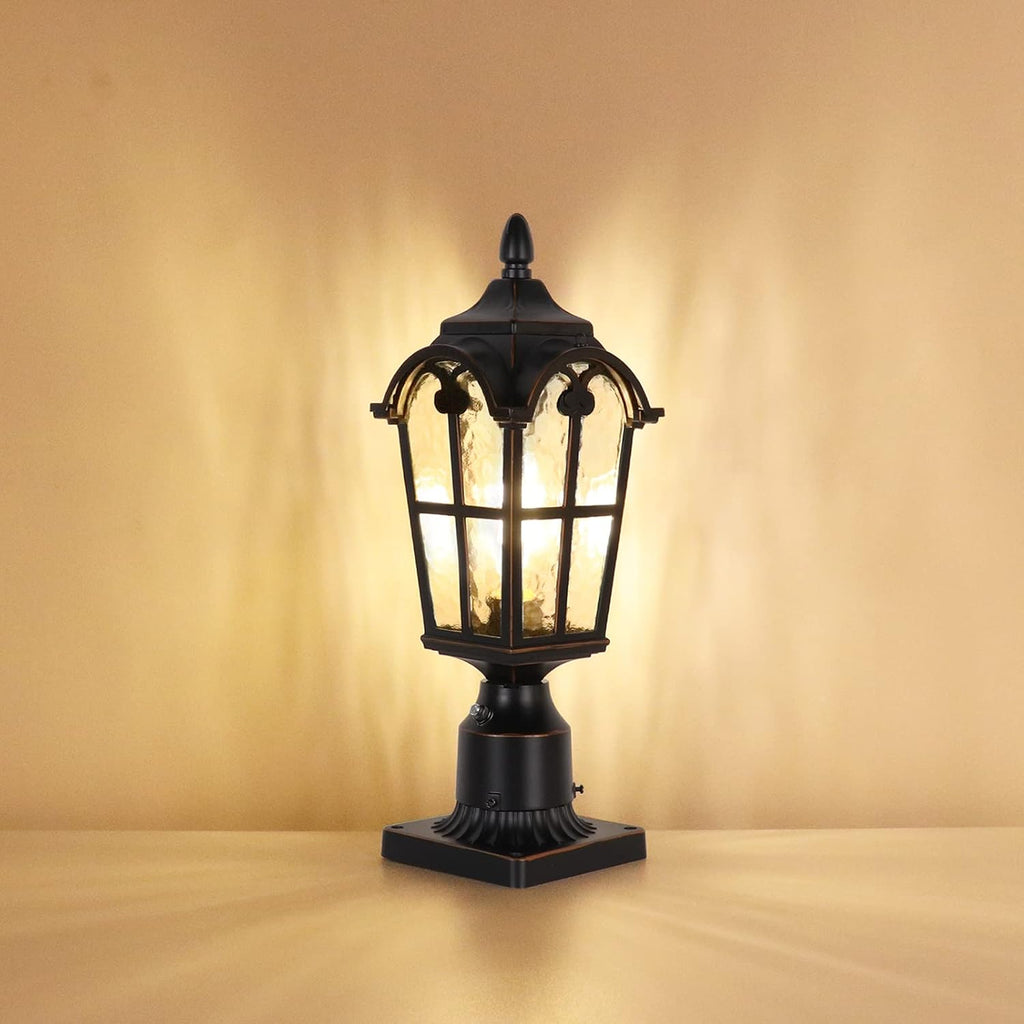 Hardwired 120V Dusk to Dawn Outdoor Post Light Black Roman